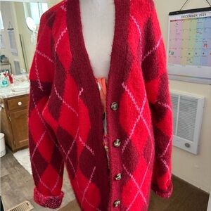 ASOS Red Argyle Cardigan